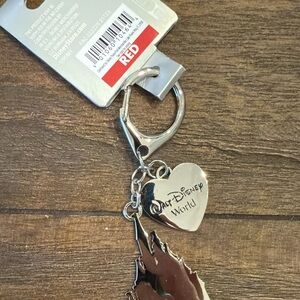 Disney parks Silver Heart Keychain with Castle